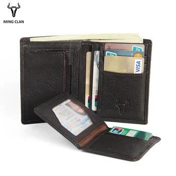 

Luxury 100% Genuine Leather Wallet Fashion Short Bifold Men Wallet Casual Soild Men Wallets With Coin Pocket Purses Male