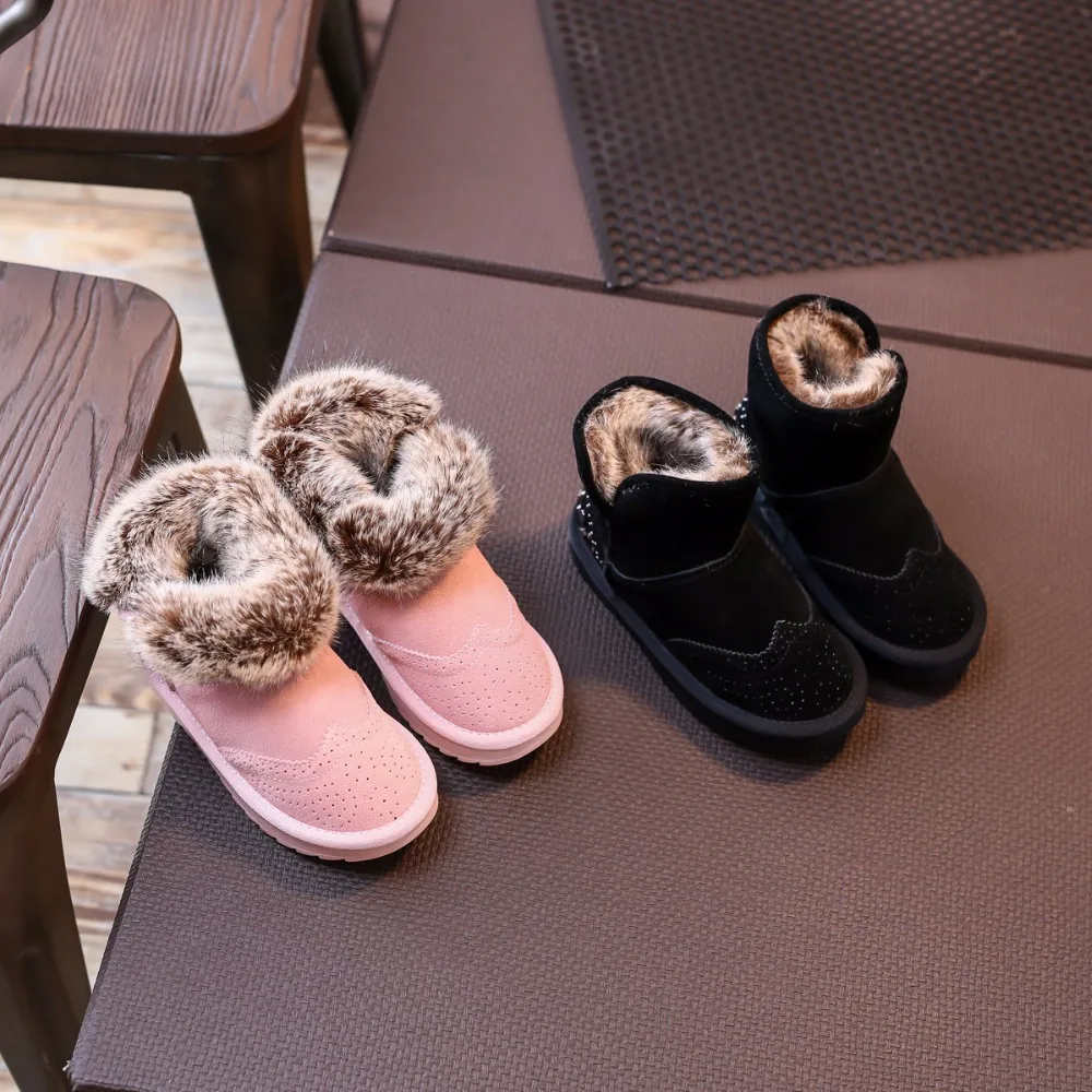 Super Quality Nauhutu Snow Boots Fur Collar Warm Plush Size Big Kids