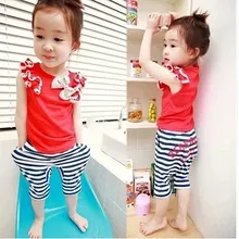 Anlencool/ ; летняя детская хлопковая повседневная одежда в полоску; брендовые комплекты одежды для маленьких девочек; Одежда для новорожденных