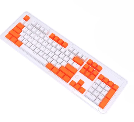 PBT колпачки для механической клавиатуры контрастный цвет розовый белый комбинированный двойной удар инъекции стандарт США 104 ключи с зажимом для ключей - Цвет: White Orange