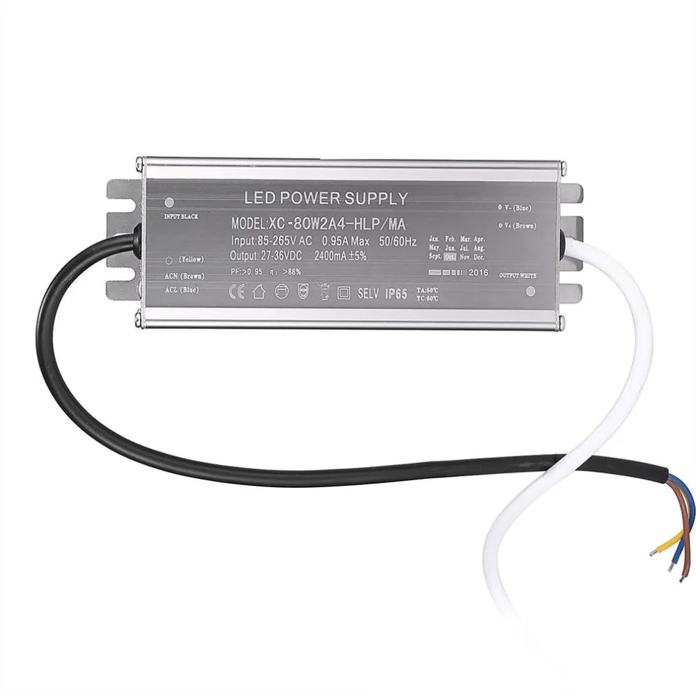 1pc Durable 2400mA 80W Waterproof IP65 LED Lighting Constant Current