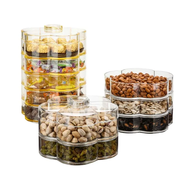 Акриловая прозрачная коробка для сухофруктов многослойная коробка для конфет домашняя креативная емкость для хранения пищи может быть сложена фруктовая тарелка