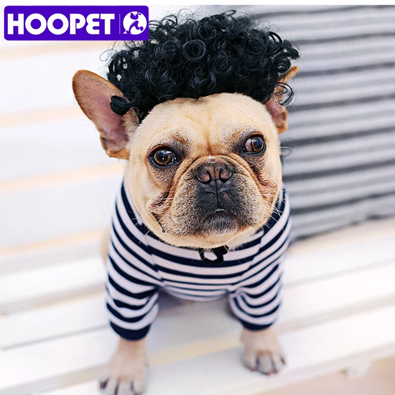 HOOPET Pet модная одежда в полоску темно синяя футболка весна/лето классный парик