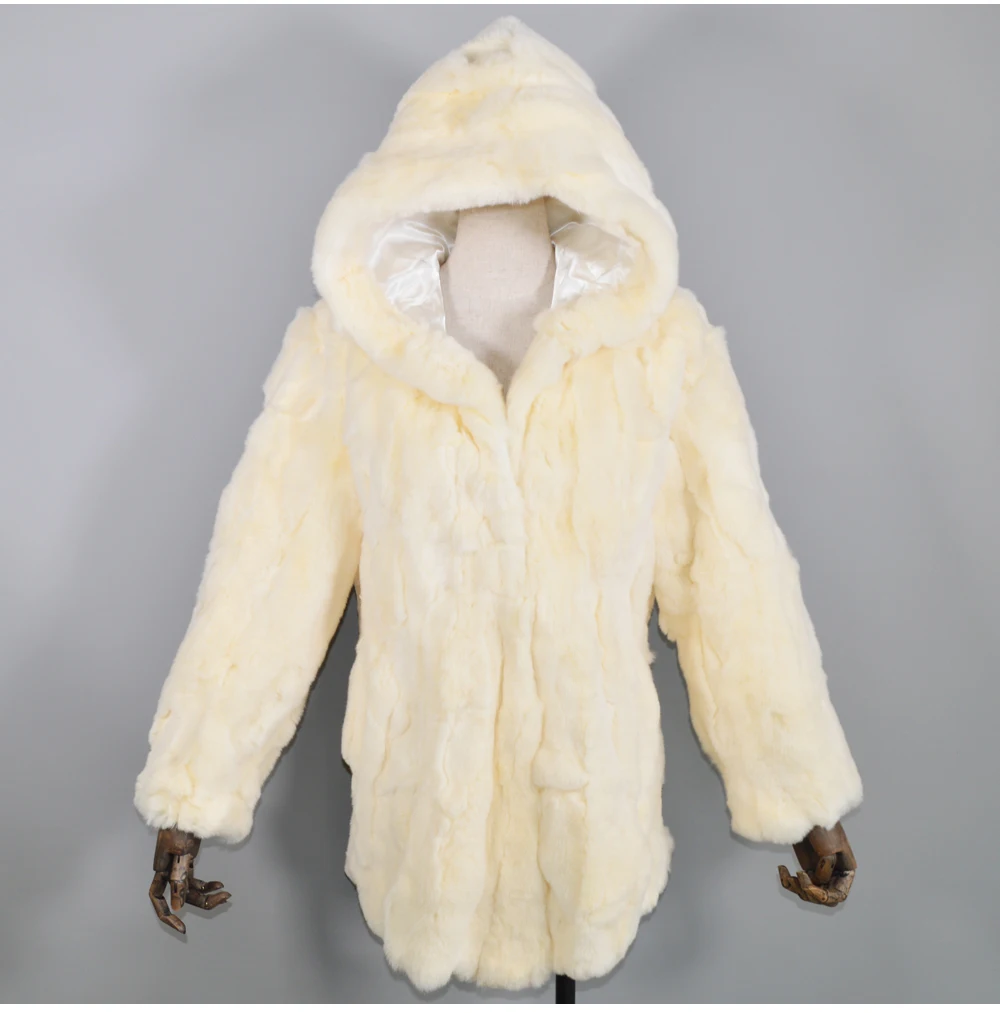 Длинная стильная настоящая куртка с мехом кролика Рекс, женская шуба из кролика Рекс, для девочек, повседневная, настоящая, натуральная, мех кролика Рекс, верхняя одежда с капюшоном
