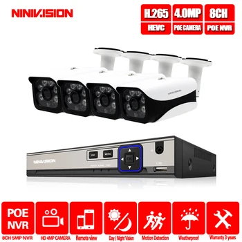 

H.265 8CH 4CH 5MP CCTV NVR IP Camera System 4PCS 4mp Waterproof Surveillance Kit PoE 48V Security Camera Kit Motion Detection