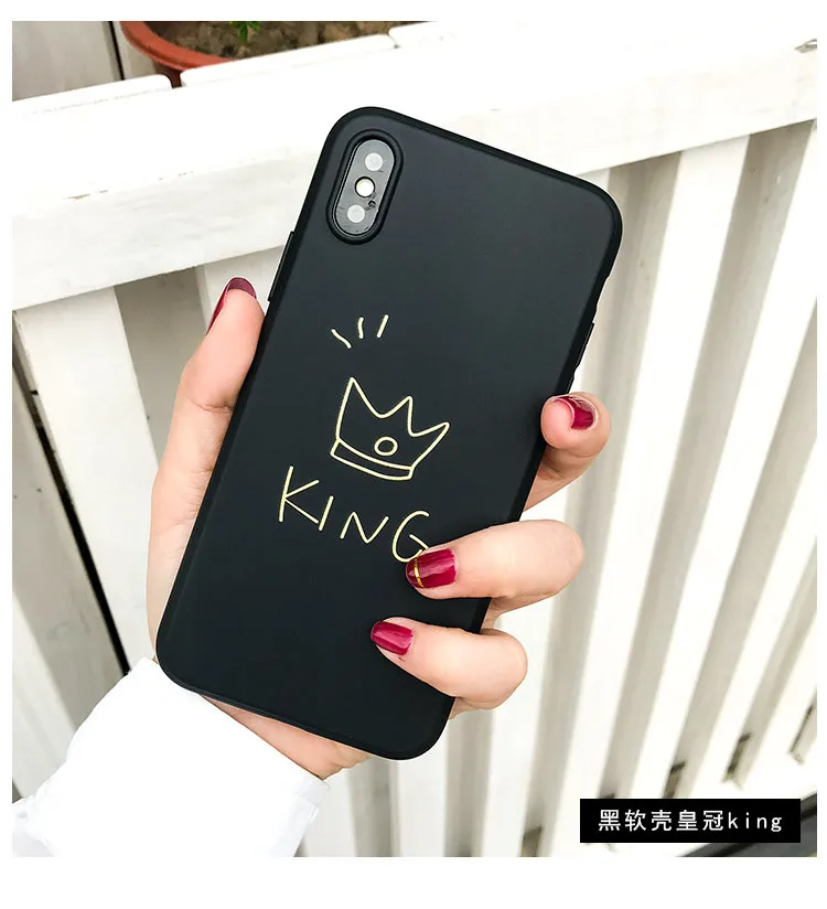 Solid Silicone Case For iPhone X8765 5S TPU Cover Crown Phone Case For iPhone X 7Plus 8Plus 6Plus Pink Fundas Cute Capas  (3)