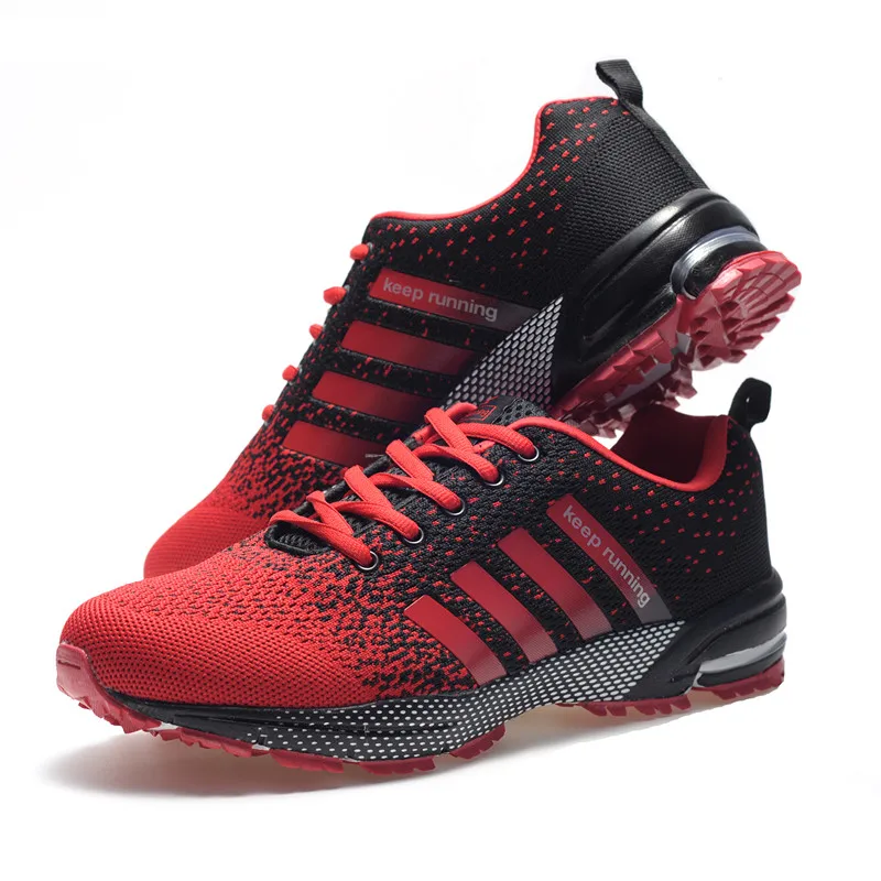 Большой размер 48, мужские кроссовки, уличная спортивная обувь, легкие дышащие кроссовки для женщин, удобная спортивная обувь для тренировок - Цвет: Красный