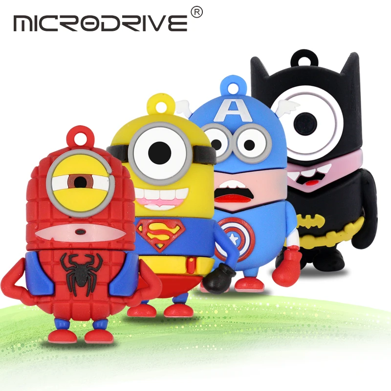 

Real capacity USB minion super usb flash drive hero man bat man 2.0 USB Memory Pen Drive Stick 8g 16g 32g 64g pen drive no chain