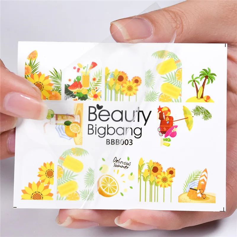 

BeautyBigBang 2 Sheet Sunflower Nail Stickers Designs DIY Manicure Nail Art Decoration Printing Water Decals Stickers BBB003