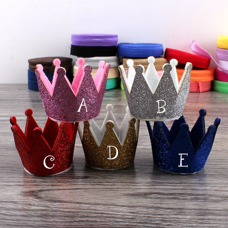 60pc/lot Wholesale Diy Felt Crown for headband Girls Glitter Crown