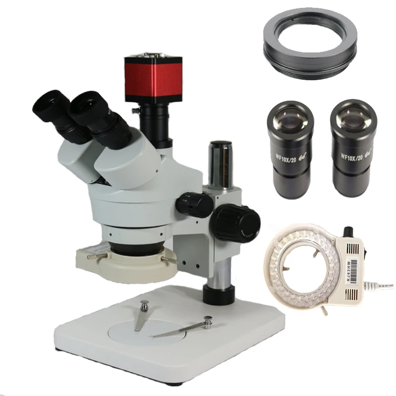 7 45X Simul Focal Trinocular Stereo Zoom Magnification Microscope with