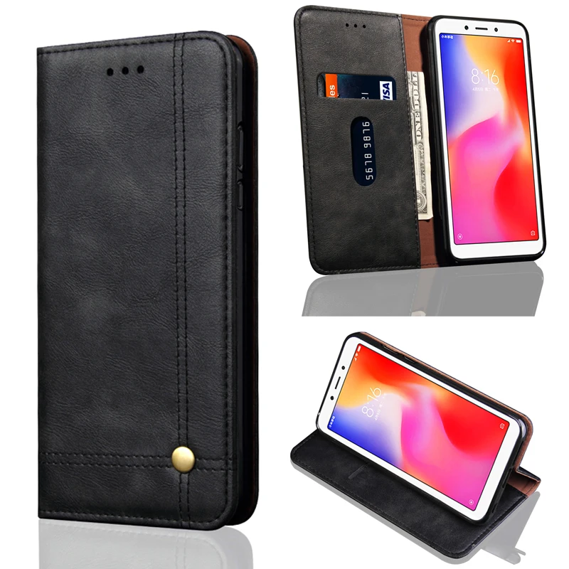 

New Design Flip Leather Phone Case Cover For Xiaomi Redmi 6A Case Red mi 6 Card Holder For Xiaomi Redmi 6A Case Redmi6