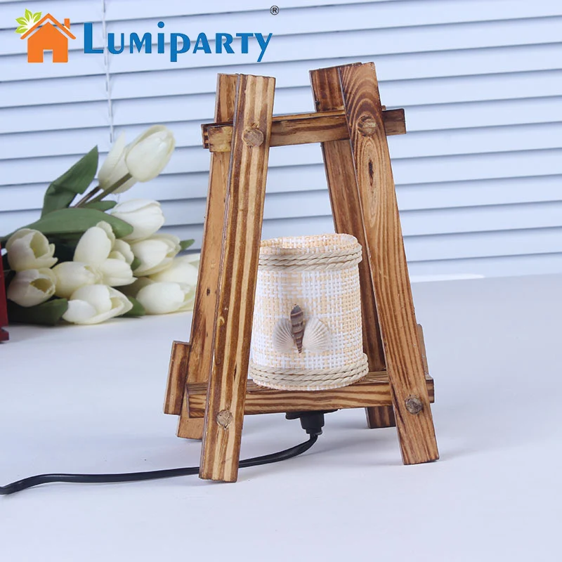 LumiParty винтажная пасторальная настольная лампа настольный свет для чтения деревянных ракушек абажур декоративный прикроватный ночник домашний декор