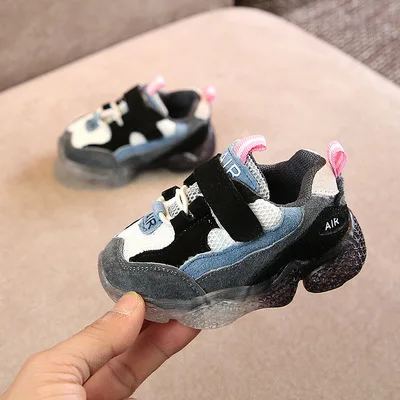 Г. новая весенняя детская обувь мягкие Нескользящие сетчатые дышащие детские кроссовки для малыша для мальчиков и девочек - Цвет: Black