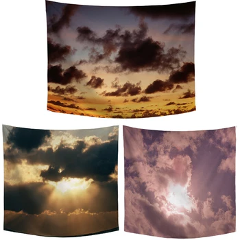 

Sunrise And Sunset Design Wall Hanging Tapestry Blue Sky White Cloud Design College Dormitory Room Bed Wall Decorate Tapestries