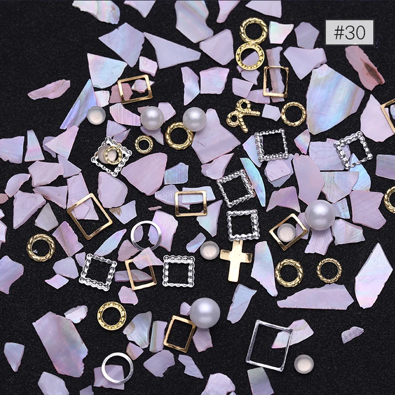 3D украшения для ногтей, золотые геометрические камни в форме Луны, красные кристаллы, Разноцветные Заклепки, Стразы для ногтей - Цвет: 30
