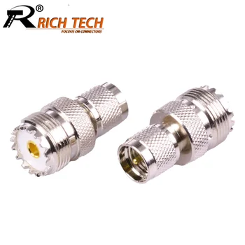

10pcs/lot Copper Mini UHF Male to UHF Female Straight Adapter UHF Jack to Mini UHF Plug Connector RF Converter R Connector