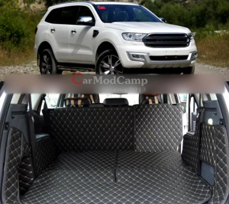 

Leather Carpet Rear Boot Cargo Trunk Mat 7pcs For Ford EVEREST SUV 4DR 2015 2016 2017 Car Styling Accessories