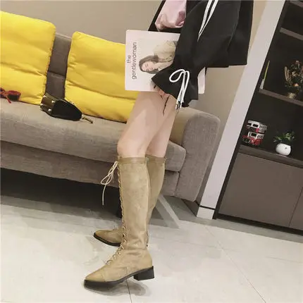 

Small pepper over the knee women's boots 2018 new women's long tube high boots leather boots flat boots.