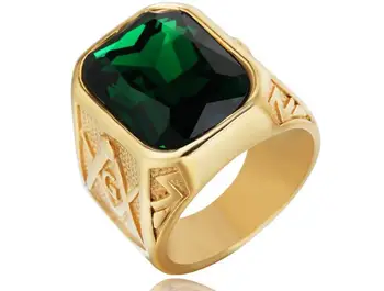 

Titanium Masonic Rings Crystal Semi-Precious Stone 4 Color Freemason Ring Free Mason Men's Fashion Jewelry Accessory Gift 10pcs