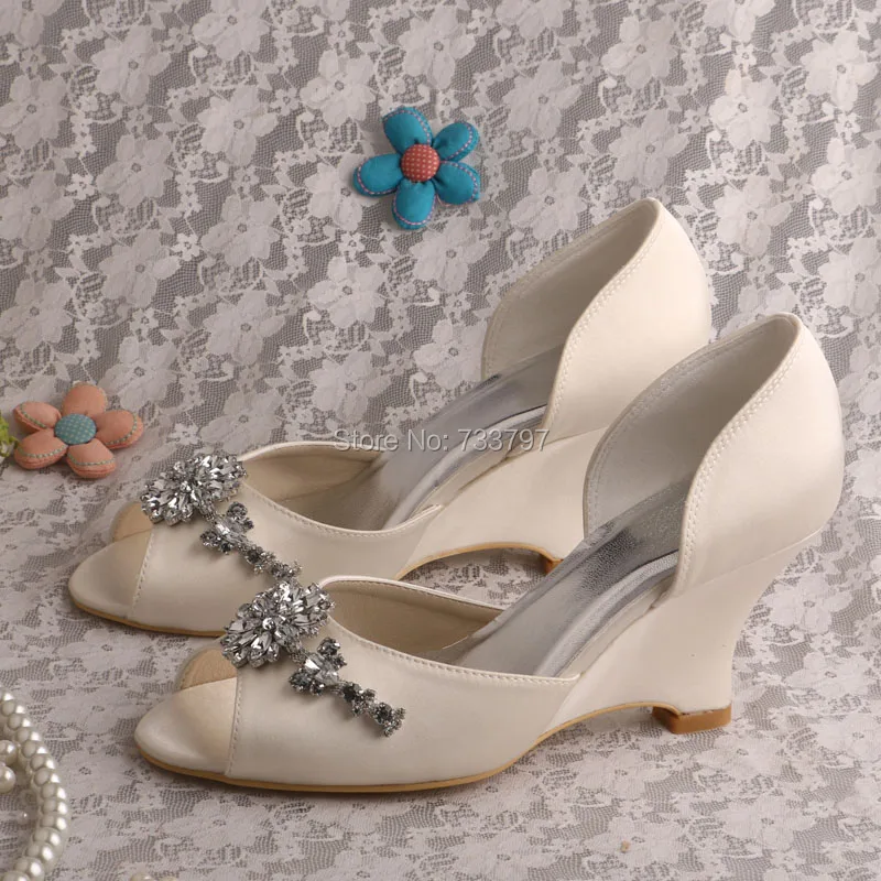ivory satin wedges