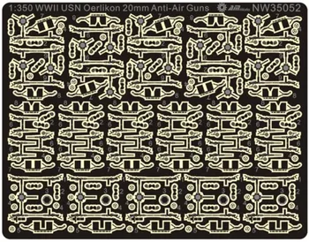 

1/350 WWII USN Oerlikon 20mm AA Guns Twin (10) Single (15-18)