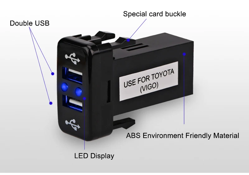 Для Toyota Зарядное устройство USB адаптер порт разъем Интерфейс автомобильный прикуриватель 2 порта USB зарядное устройство разъем для автомобиля для Toyota VIGO