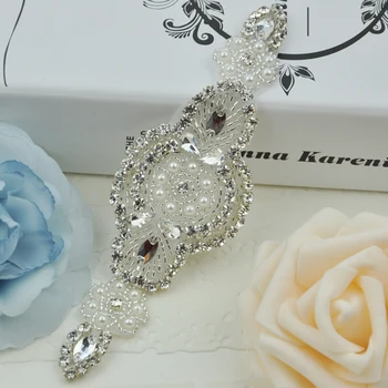 

Keering Popular Bridal Pearl Rhinestone Applique For Wedding Garter WRA-364