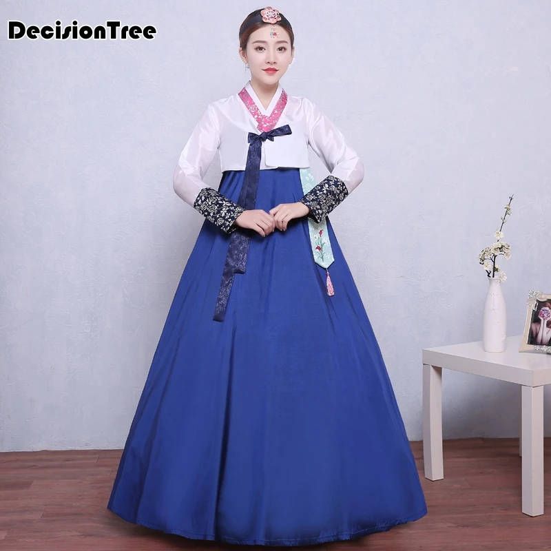 

2017 autumn woman elegant korean traditional costume flower print korea dance performance clothing female hanbok court pincess
