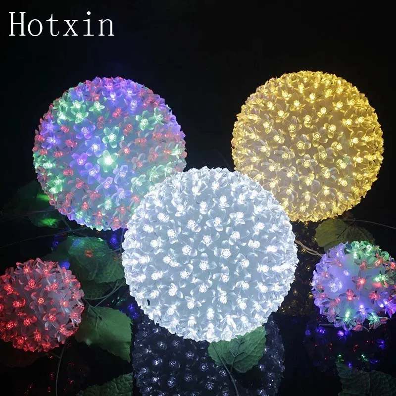 Dia 12cm 20cm 30cm LED Cherry Blossom Peach Flower Ball Lights Lamp AC 110V 220V Holiday christmas wedding Party String lights