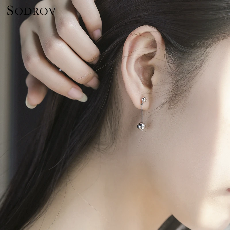 

New Arrival 925 Sterling Silver Long Tassel Double Sides Ball Drop Earrings for Women NewYear & Valentine's Day Gift Bijoux E032