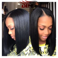 Wholesale Short Cut Bob Full Lace Wig Human Hair With Bangs Baby Hair Bleached Knots Short Straight Front Lace Wig Free Shipping
