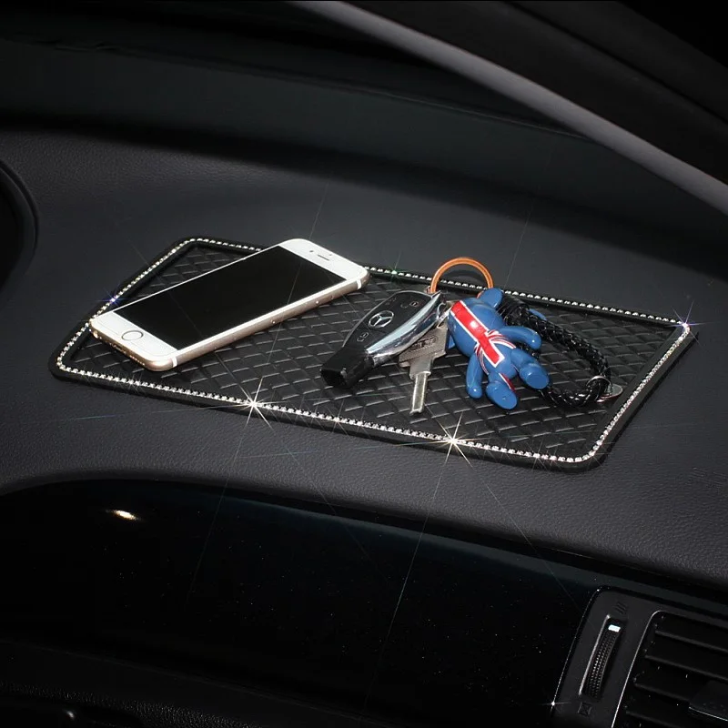 1PCS Crystal Anti-Slip Pad Mat for Mobile Phone mp4 Keys GPS Silicone Diamond Rhinestones Car Sticky Car Charm anti slip mats