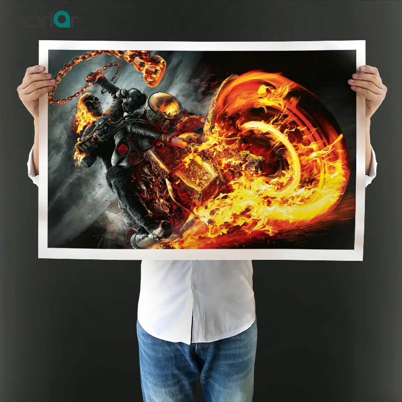 

Modern Movie Poster HD Printed Ghost Rider Fire Skull Motorcycle Art Wall Pictures For Living Room Wall Canvas Print Paintings