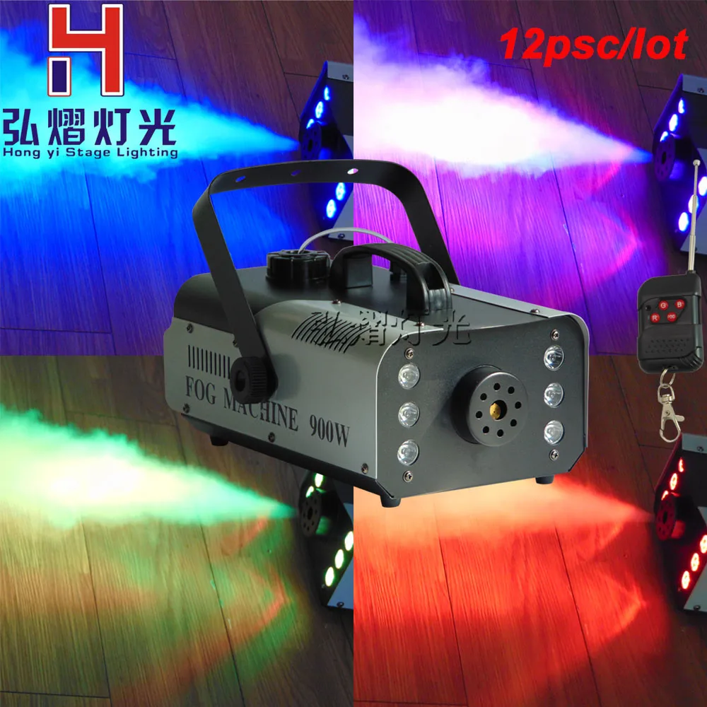 

12pcs/lots Super 900w RGB 3In1 Fog Machine DMX512 Smoke Machine With Light Professional Stage Machine DJ /Bar/Home Fogger
