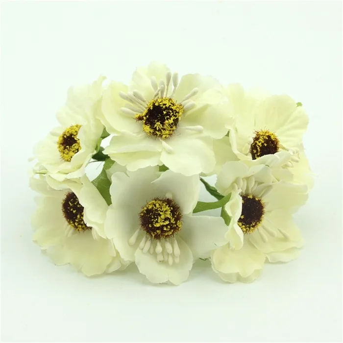 6 шт./лот, 4 см, натуральный шелк+ искусственный Маковый букет/Свадебная коробка, цветы розы для скрапбукинга своими руками