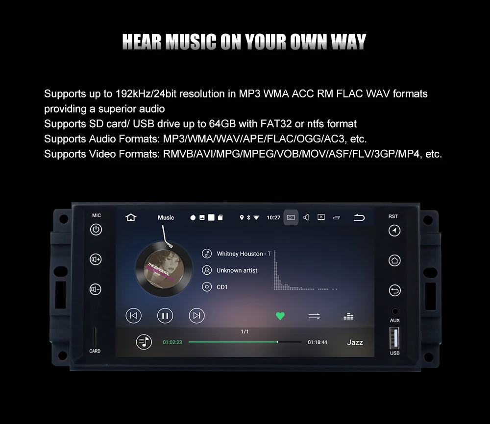 Excellent Dasaita 7" Android 8.1 Car GPS Player Navi for Jeep Chrysler Dodge with 2G+16G Quad Core NO DVD Radio Multimedia 4G 12