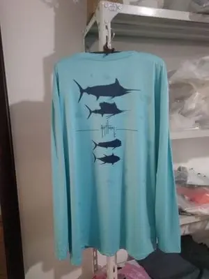 Новинка, Мужская футболка для рыбалки LS, быстросохнущая, удобная, мягкая, Солнцезащитная одежда, рубашки для рыбалки LS, футболка, США Размер, S-XXL, синий, камуфляж