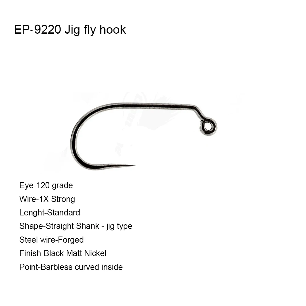 

Eupheng Plus 25pcs 50pcs EP-9220 Jig Hooks Competition Fly Fishing Hook Nymph Hooks Jig Fly Hooks Black Nickle Finish