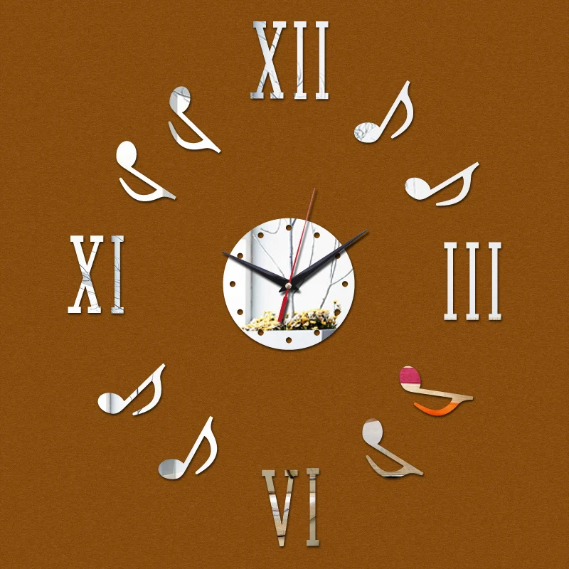 real new 3D Wall Clock Sticker Set Roman Digits Music Creative DIY