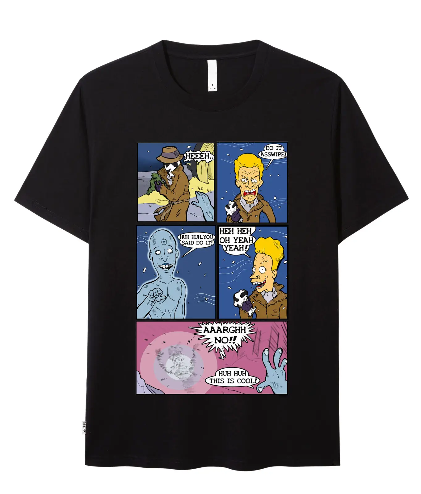 Beavis and Butthead X Watchmen Dr. Manhattan Erase Rorschach забавная черная футболка с коротким рукавом