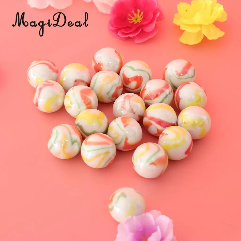 25mm Floral Stripes Glass Marbles, Pack of 20, Kids Marble Ball Run Game Toy, Chinese Checkers Marble Beads Collections #B