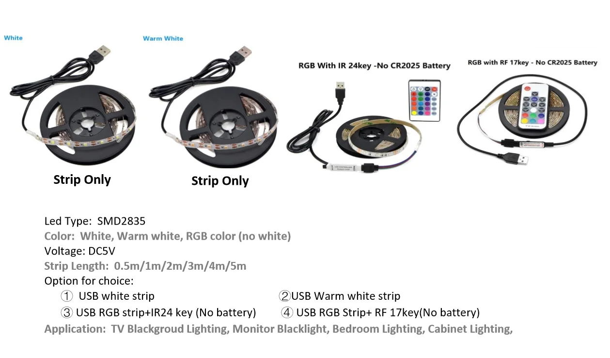 USB Светодиодная лента для подсветки телевизора SMD2835 RGB гибкая лента смещения освещения 1 м 2 м 3 м 4 м 5 м РЧ контроллер Светодиодная лента для подсветки