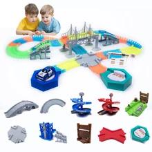 New Magical track Glowing Race Track Glow in The Dark Racing Car DIY Track Accessories Funny Gifts Educational Toys For Children magic track mini racing car race cars track luminous road slot glow in the dark stunt railroad flexible glowing toys for boys