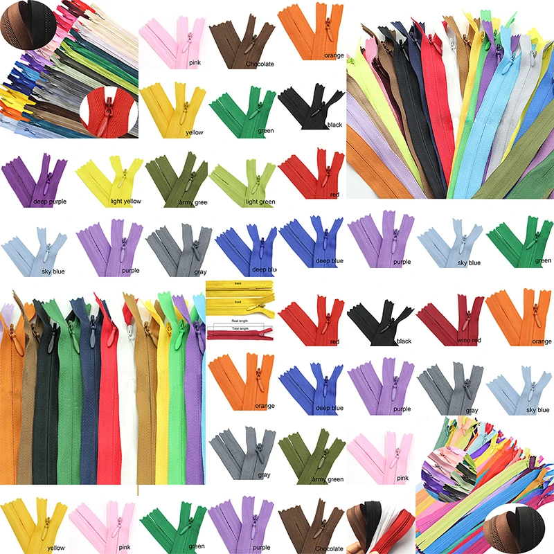 10pcs 3 50cm(20inch) Length Closed Nylon Coil Zippers Tailor Trousers