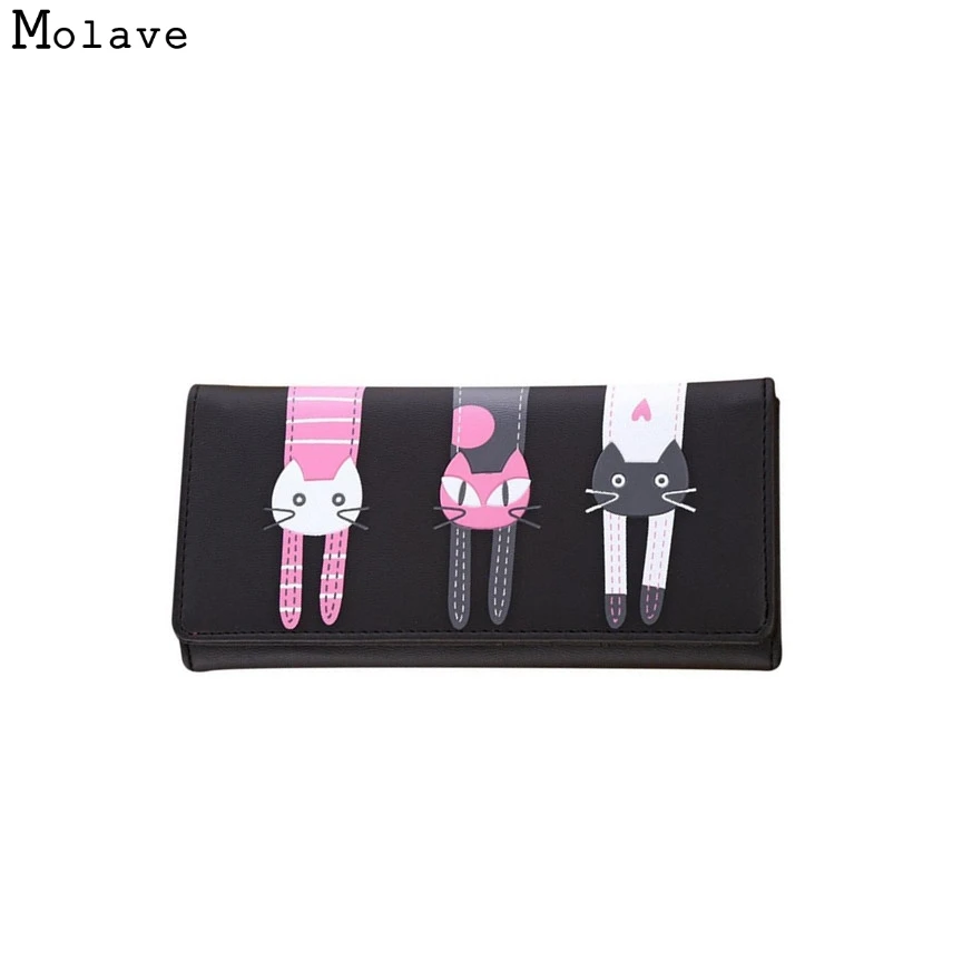

Naivety New Long Wallet Women Cute Cat Pattern Printing PU Leather Hasp Purse Card Bag Portable Monedero 11S60928