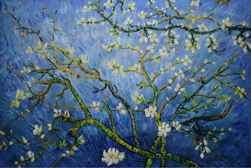 

HandPainted Blossoming Almond Tree Oil Painting Of Van Gogh Reproduction Oil Painting on Canvas Wall Art Picture For Living Roon