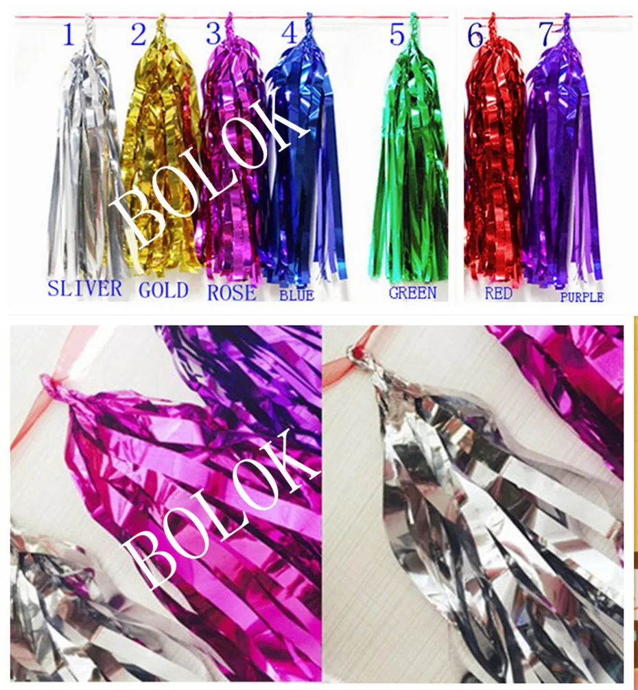 

20pcs/lot 14" (34cm) long 46cm wide Golden sliver Champagne Tissue Tassel Garland, Holiday Banner, Wedding Bunting