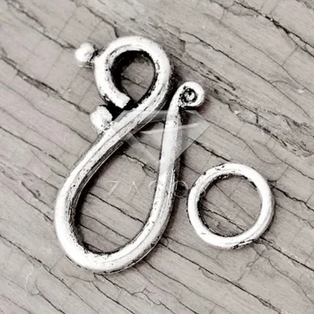 

60Pcs Antique Silver Tibetan Silver Tone Hook & Eye Clasp Zinc Alloy Jewellry Making Findings Fit Bracelet Necklace TS1869