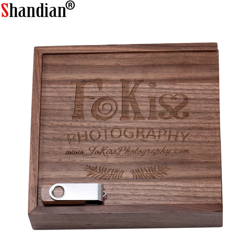 SHANIDAN логотип орех фото уникальный Альбом деревянные usb+ коробка Memory stick флешки 4 ГБ~ 64 фотография, свадебная студия 170*170*35 мм